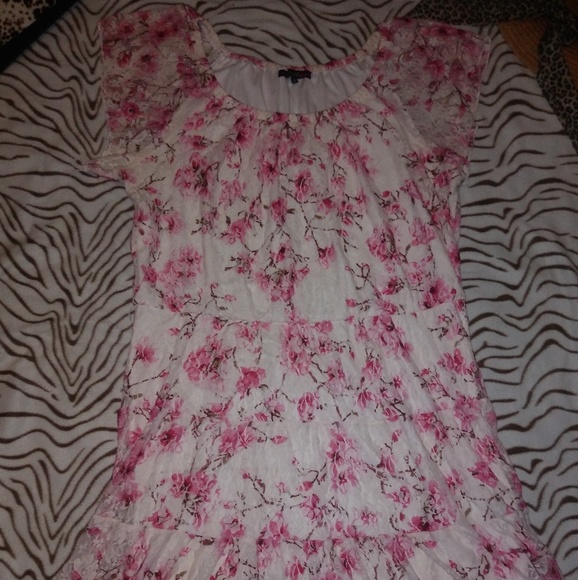 Heart Soul Plus Dresses & Skirts - White/Pink Lace Flower Dress